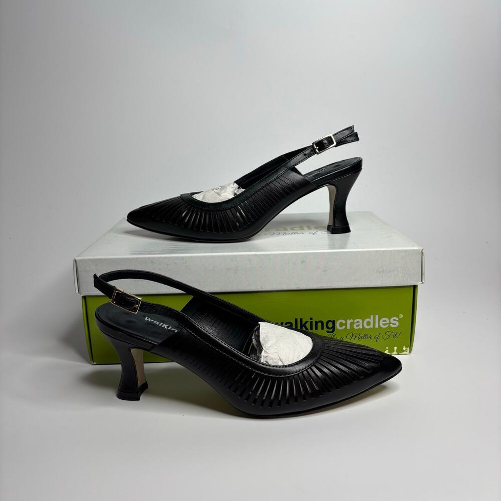 Walking Cradles Sawyer Leather Slingback Pumps in Black